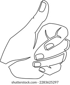 Gestures. Thumb up. The hand is clenched into a fist. Continuous line drawing.
