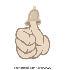 gesturing hand OK with condom. Hand holding a condom. 