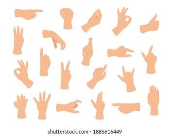 Gesturing hand set. Hand with counting gestures sign. Interactive communication set