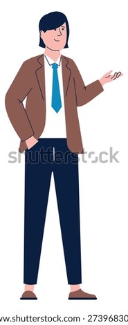 Gesturing man. Friendly looking adult character drawing
