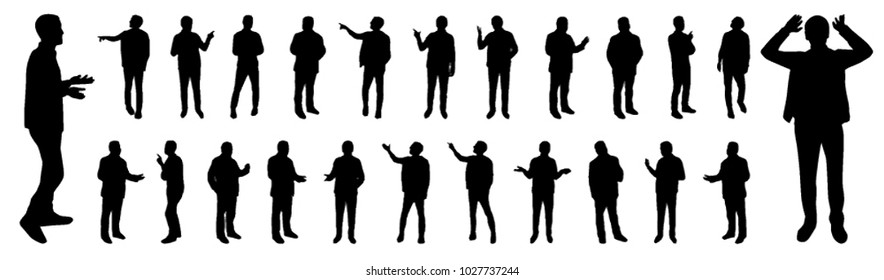 Gesturing man silhouetes