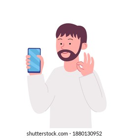 Gestour Ok Arabian Man Show Smarphone Flat Illustración
