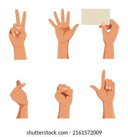 Gesturing. Set of hands in different gestures
