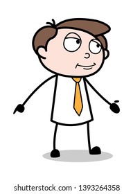 Gesturing with Slightly Smiling Face - Office Businessman Employee Cartoon Vector Illustration﻿
