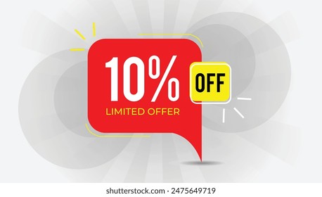 Get 10% OFF with our sleek vector art design banner template featuring a clean white background, perfect for any promotion!