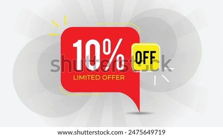 Get 10% OFF with our sleek vector art design banner template featuring a clean white background, perfect for any promotion!