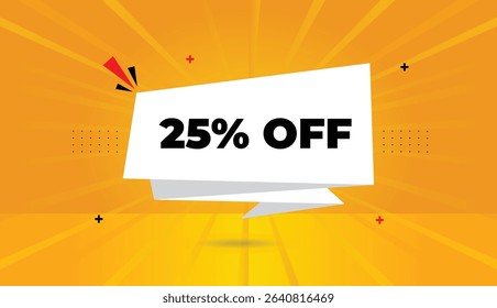 Get 25% off an editable icon label vector web banner template design with white light gray shapes amazing sale business orange abstract background perfect for modern marketing and promotions