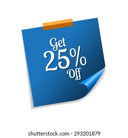 Get 25 Percent Blue Sticky Notes Vector Icon Design