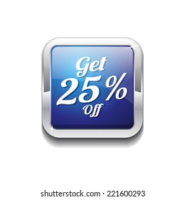Get 25 Percent Blue Vector Icon Button