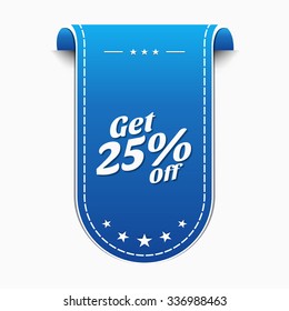 Get 25 Percent Blue Vector Icon Design