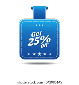 Get 25 Percent Blue Vector Icon Design