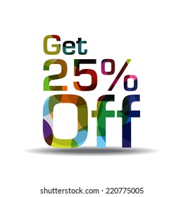 Get 25 Percent Colorful Vector Icon Design