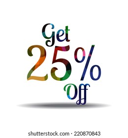 Get 25 Percent Colorful Vector Icon Design