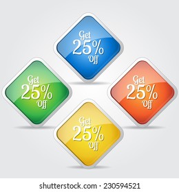 Get 25 Percent Colorful Vector Icon Design