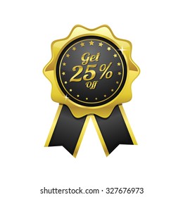 Get 25 Percent golden Vector Icon Design