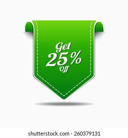 Get 25 Percent Green Vector Icon Design
