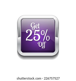 Get 25 Percent Purple Vector Icon Button