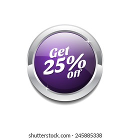Get 25 Percent Purple Vector Icon Button