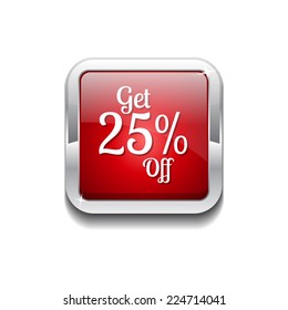 Get 25 Percent Red Vector Icon Button