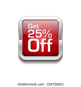 Get 25 Percent Red Vector Icon Button