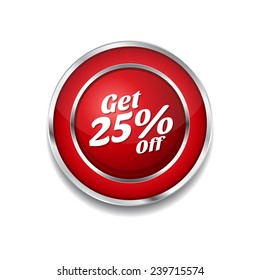 Get 25 Percent Red Vector Icon Button