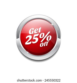 Get 25 Percent Red Vector Icon Button