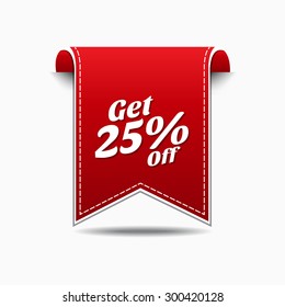Get 25 Percent Red Vector Icon Design