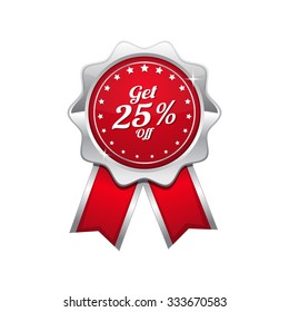 Get 25 Percent Red Vector Icon Design
