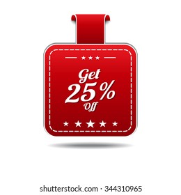 Get 25 Percent Red Vector Icon Design
