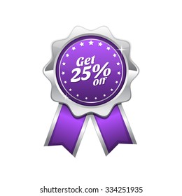 Get 25 Percent Violet Vector Icon Design