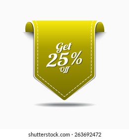 Get 25 Percent Yellow Vector Icon Design