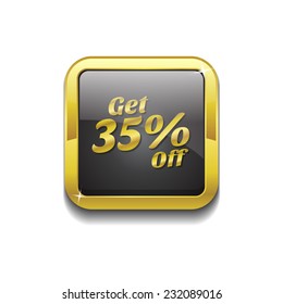 Get 35 percent Gold Vector Icon Button
