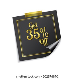 Get 35 percent Golden Sticky Notes Vector Icon Design