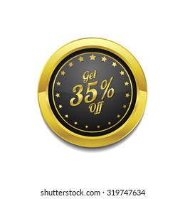 Get 35 percent Golden Vector Icon Button