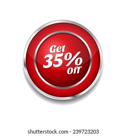 Get 35 percent Red Vector Icon Button
