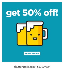 Get 50% Off Happy Hours With Smiling Beer Mugs