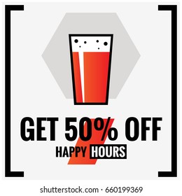 Get 50% Off Happy Hours In Flat Style Design