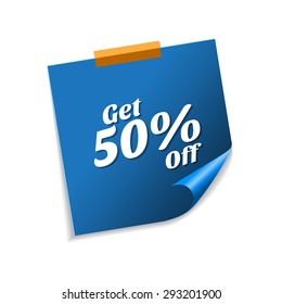 Get 50 Percent Blue Sticky Notes Vector Icon Design