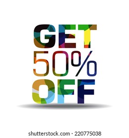 Get 50 Percent Colorful Vector Icon Design