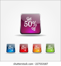 Get 50 Percent Colorful Vector Icon Design