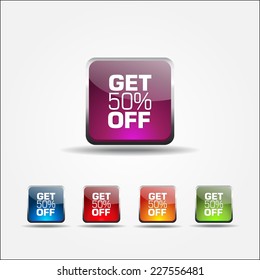 Get 50 Percent Colorful Vector Icon Design