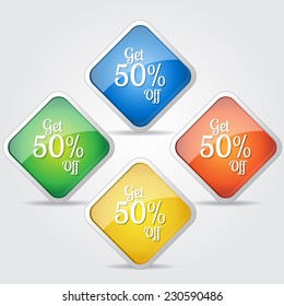 Get 50 Percent Colorful Vector Icon Design