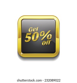 Get 50 Percent Gold Vector Icon Button