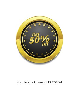 Get 50 Percent Golden Vector Icon Button