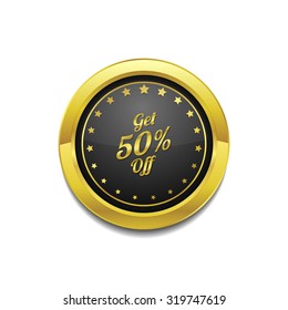 Get 50 Percent Golden Vector Icon Button