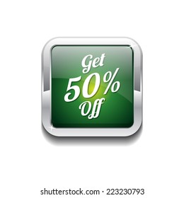 Get 50 Percent Green Vector Icon Button