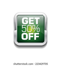 Get 50 Percent Green Vector Icon Button