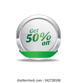 Get 50 Percent Green Vector Icon Button