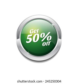Get 50 Percent Green Vector Icon Button