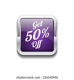 Get 50 Percent Purple Vector Icon Button